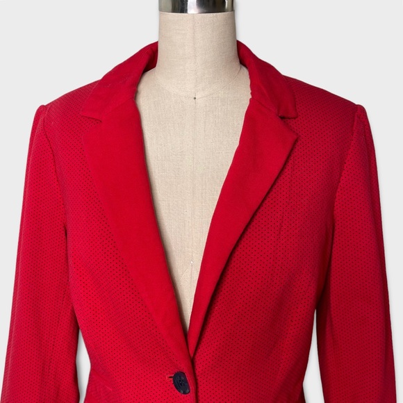 The Limited Red Polka Dot Fitted Stretch Blazer Jacket Small - Picture 3 of 10